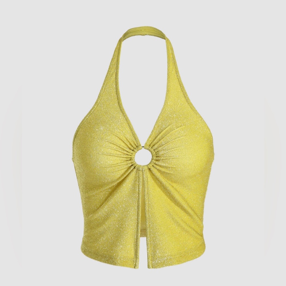 Lime Glitter Halter Tank Top From Cider XS